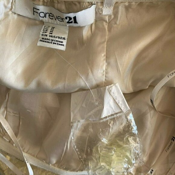 NEW Forever 21 Gold Floral Foil Strapless Mini Dress - Picture 5 of 7